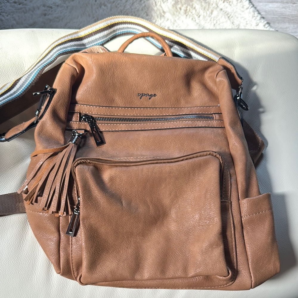 Tan Vegan Leather Backpack by opage